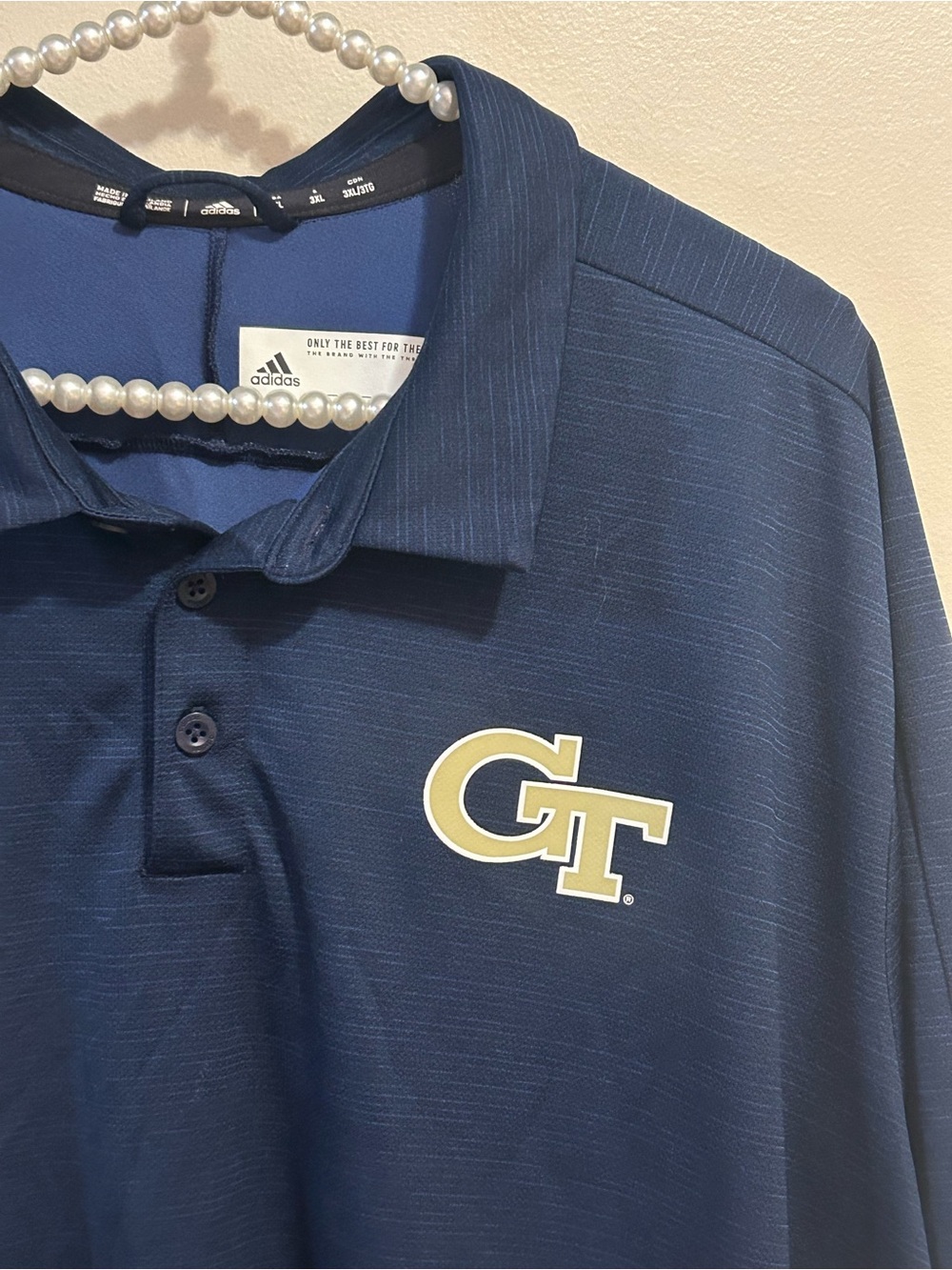Adidas Georgia Tech Yellow Jackets Golf Polo Shirt Navy Blue Heather 3XL
